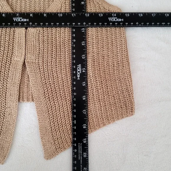 Edit By Nine Sz M Tan Knit Top Light Natural Minimal Boho Coastal Vacation NWOT - Picture 8 of 8